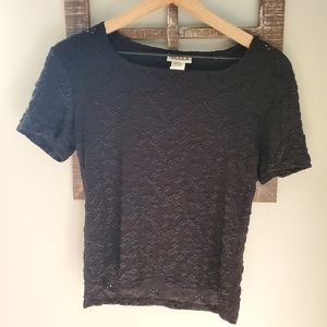 VINTAGE Nicola Size M Black Eyelet Top 80s 90s